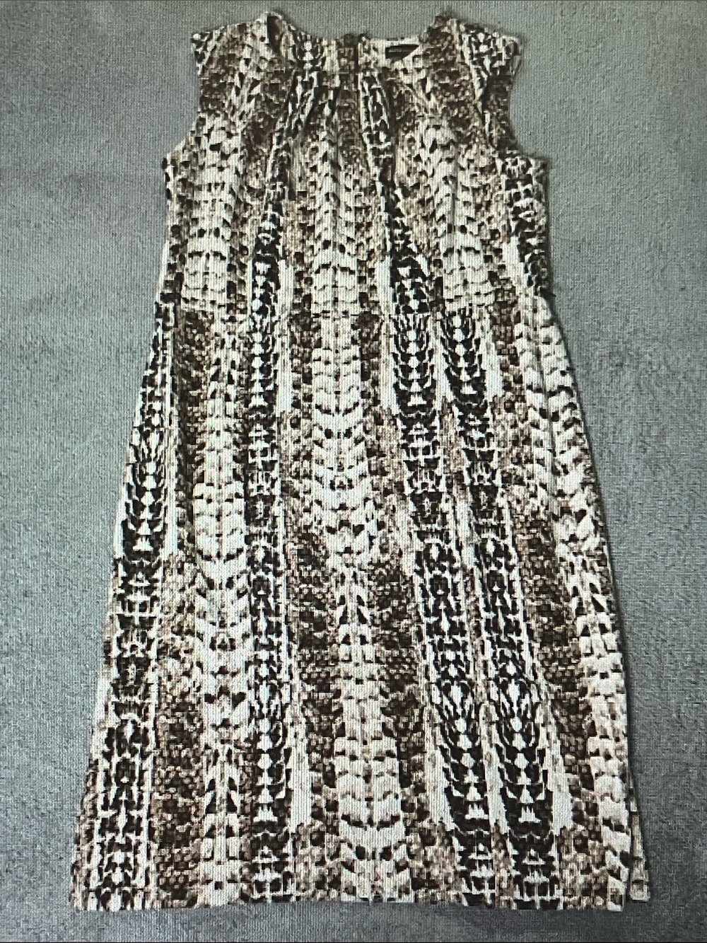 Dana Buchman Brown & Cream Sleeveless Textured Midi Dress